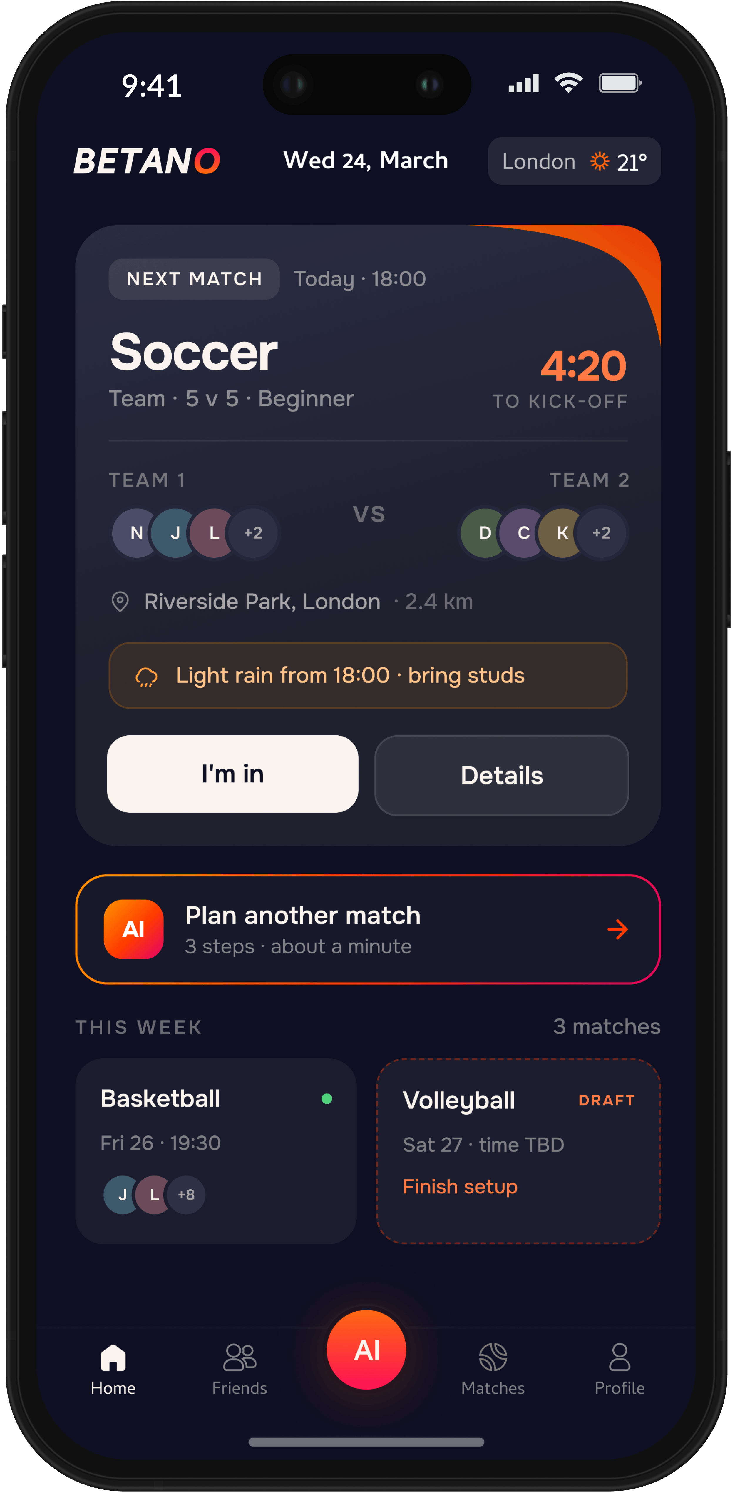 Ekrani mobilne aplikacije Betan O Fast Matches